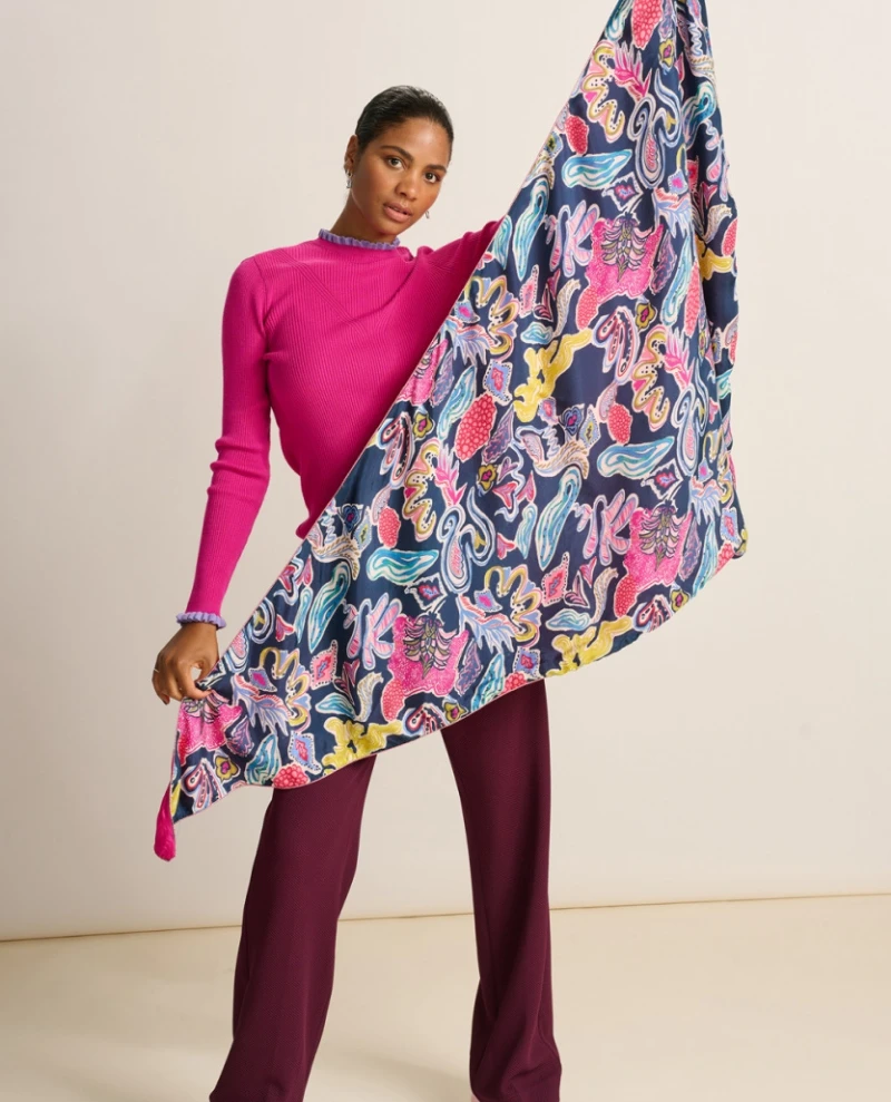 Pom Amsterdam Double Full Glow Blue Scarf 4 Pom Amsterdam Double Full Glow Blue Scarf - Image 2