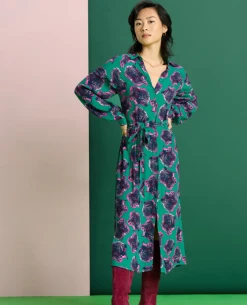 Pom Amsterdam Flower Pop Pink Green Dress