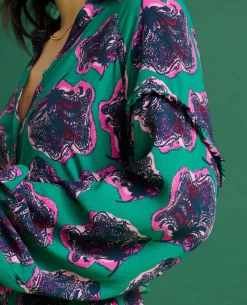 Pom Amsterdam Flower Pop Pink Green Dress 9 Pom Amsterdam Flower Pop Pink Green Dress -Fashion Clothing PomAmsterdamFlowerPopPinkDressDress 3