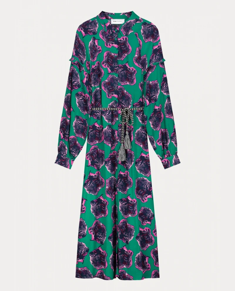 Pom Amsterdam Flower Pop Pink Green Dress 7 Pom Amsterdam Flower Pop Pink Green Dress - Image 5