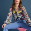 Pom Amsterdam Fill Glow Deep Blue Blouse -Fashion Clothing PomAmsterdamFullGlowBlueBlouse