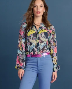 Pom Amsterdam Fill Glow Deep Blue Blouse -Fashion Clothing PomAmsterdamFullGlowBlueBlouse 3