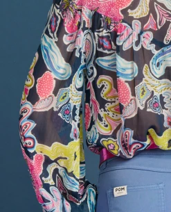 Pom Amsterdam Fill Glow Deep Blue Blouse -Fashion Clothing PomAmsterdamFullGlowBlueBlouse 4