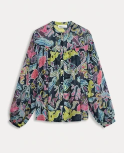 Pom Amsterdam Fill Glow Deep Blue Blouse -Fashion Clothing PomAmsterdamFullGlowBlueBlouse 5