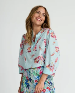 Pom Amsterdam Mia Parrots Blue Blouse