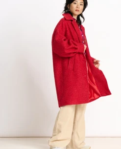 Pom Amsterdam Scarlet Red Coat -Fashion Clothing PomAmsterdamScarletRedCoat 4