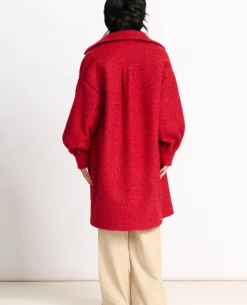 Pom Amsterdam Scarlet Red Coat -Fashion Clothing PomAmsterdamScarletRedCoat 5