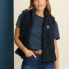 Pom Amsterdam Teddy Navy Gilet -Fashion Clothing PomAmsterdamTeddyLoveNavyGilet 2