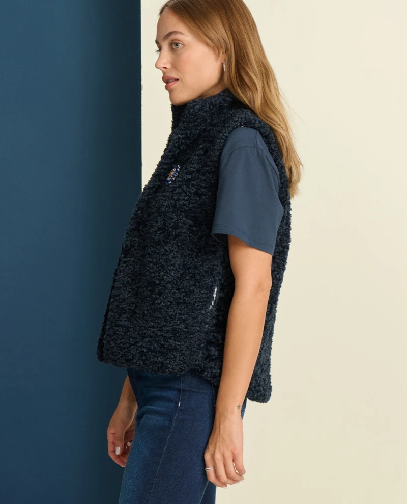 Pom Amsterdam Teddy Navy Gilet 5 Pom Amsterdam Teddy Navy Gilet - Image 3