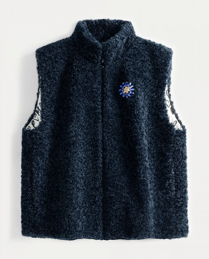 Pom Amsterdam Teddy Navy Gilet 6 Pom Amsterdam Teddy Navy Gilet - Image 4