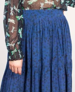 Primrose Park Erin Dark Floral Skirt -Fashion Clothing Primrose Park Erin Dark Florals Skirt Biscuit Clothing