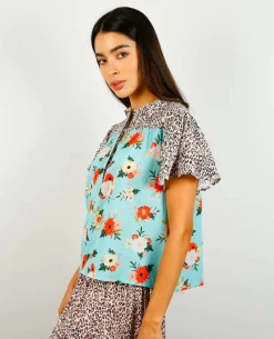 Primrose Park Dani Blooms Blue Leo Blouse