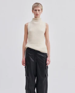 Second Female Rikke Chalk Knit -Fashion Clothing SecondFemaleRikkeKnitTop