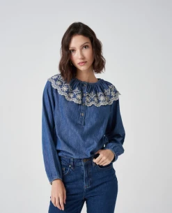 Seventy + Mochi Dylan Indigo Blouse