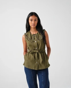 Seventy And Mochi Phoebee Pine Waistcoat -Fashion Clothing Seventy MochiPhoebePineWaistcoat 2