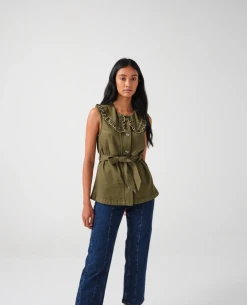 Seventy And Mochi Phoebee Pine Waistcoat -Fashion Clothing Seventy MochiPhoebePineWaistcoat 4