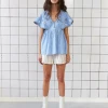 Stella Nova Tina Blue Checks Top -Fashion Clothing StellaNovaTinaTop
