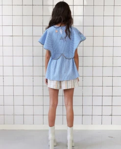 Stella Nova Tina Blue Checks Top -Fashion Clothing StellaNovaTinaTop 2