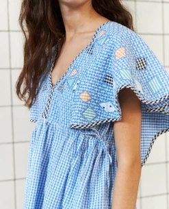 Stella Nova Tina Blue Checks Top -Fashion Clothing StellaNovaTinaTop 3