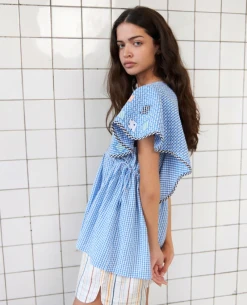 Stella Nova Tina Blue Checks Top -Fashion Clothing StellaNovaTinaTop 4