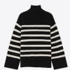 Suncoo Palacio Black Stripe Knit -Fashion Clothing SuncooPalacioNoirFunnelNeckKnit