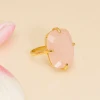 Une A Une Rose Quartz Rectangular Ring -Fashion Clothing UneAUne