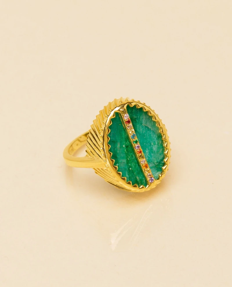 Une A Une Emerald Oval Ring 3 Une A Une Emerald Oval Ring