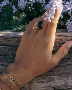 Une A Une Black Onyx Rectangular Ring -Fashion Clothing UneAUneRingBlackOnyx 2