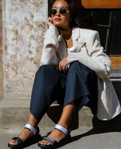 Woden Line Multi Navy Sandal 15 Woden Line Multi Navy Sandal -Fashion Clothing WodenLineMultiNavySandalLineMultiRoseSandal 2