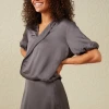 Yaya Magnet Grey Blouson Top