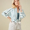 Yaya Blue Blush Grey Stripe Blouse