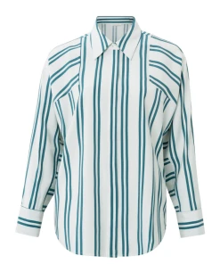 Yaya Blue Blush Grey Stripe Blouse -Fashion Clothing YayaAsymetricBlueStripeBlouse 3