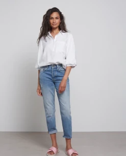 Yaya High Waist Straight Leg Blue Jeans