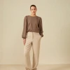 Yaya Brown High Waist Trousers -Fashion Clothing YayaHighWaistTrouserinBrown
