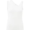 Yaya Bright White Rib Top -Fashion Clothing YayaRibTopDoubleShoulderWhite