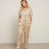 Yaya Safari Sand Satin Jogging Trousers -Fashion Clothing YayaSafariSandSatinJoggingTrousers