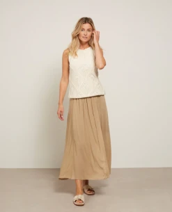 Yaya Wool White Textured Knitted Tanktop