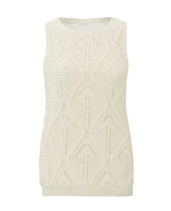 Yaya Wool White Textured Knitted Tanktop -Fashion Clothing YayaShellKnittedTankTop 5