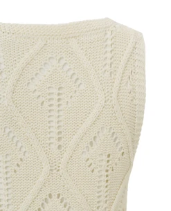 Yaya Wool White Textured Knitted Tanktop -Fashion Clothing YayaShellKnittedTankTop 6
