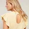 Yaya Sunlight Yellow Ruffle Sleeve Sweater -Fashion Clothing YayaSunlightYellowRuffleSleeveSweater