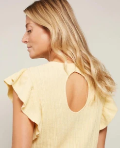 Yaya Sunlight Yellow Ruffle Sleeve Sweater