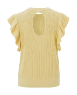 Yaya Sunlight Yellow Ruffle Sleeve Sweater -Fashion Clothing YayaSunlightYellowRuffleSleeveSweater 3