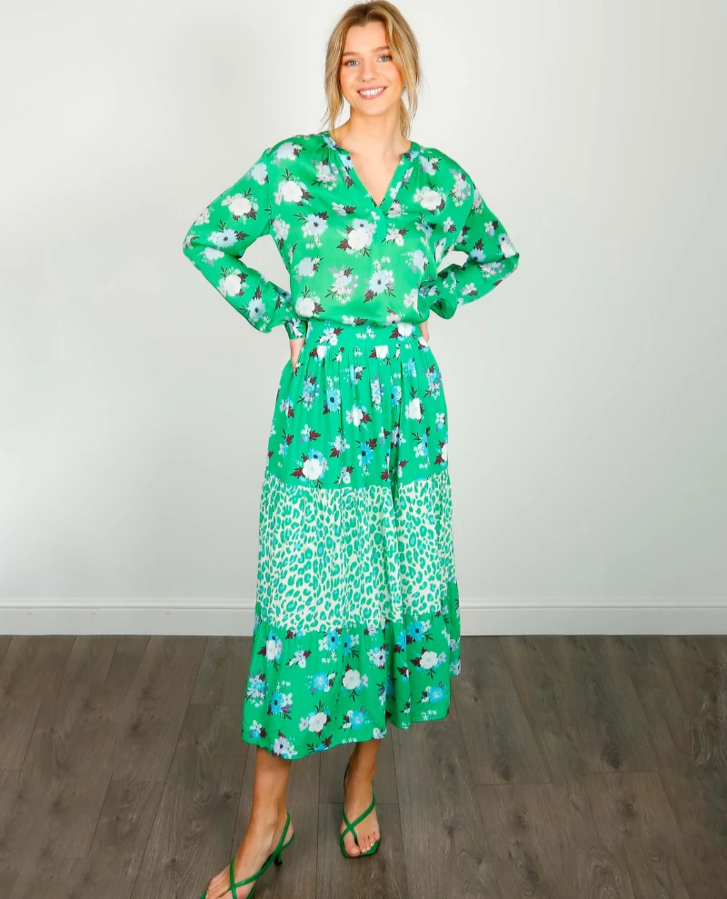 Primrose Park Erin Green Leo And Floral Skirt 4 Primrose Park Erin Green Leo And Floral Skirt - Image 2