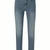Yaya High Waist Straight Blue Denim Jeans