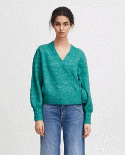 Ichi Olene Cadmium Green Cardigan