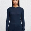 Ichi Philuca Navy Long Sleeve Top -Fashion Clothing ichi philuca navy top