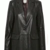 Part Two Kristie Black Leather Blazer -Fashion Clothing kirstie