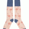 Catherine Tough Pink Flamingo Lambswool Knee Socks -Fashion Clothing lamingo pink