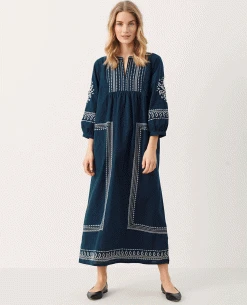 Part Two Polkas Navy Dress