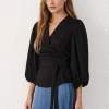 Part Two Tova Black Wrap Blouse -Fashion Clothing part two tiva black blouse